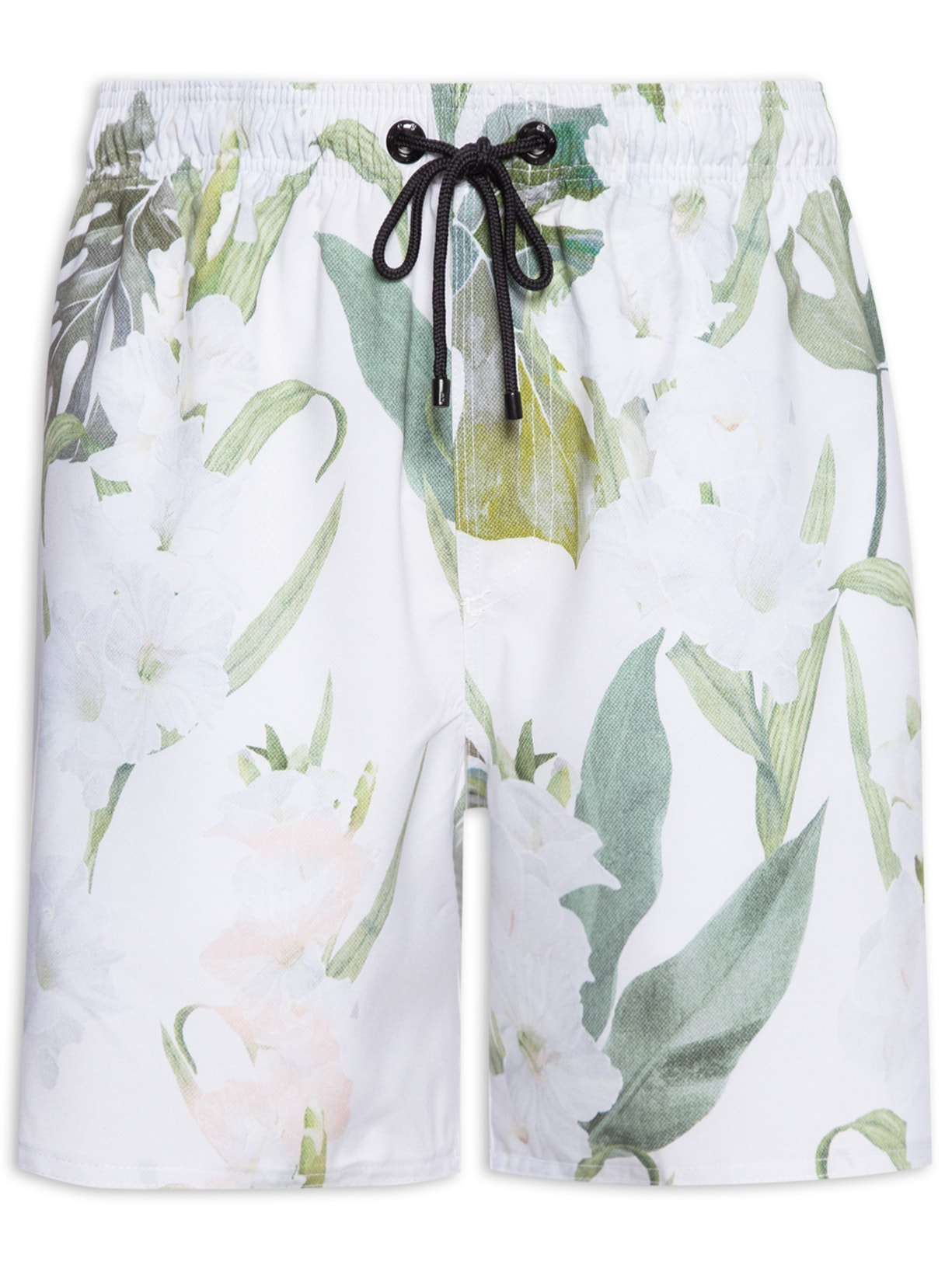 Short Masculino Praia Estampado Fresh Flower - Off White