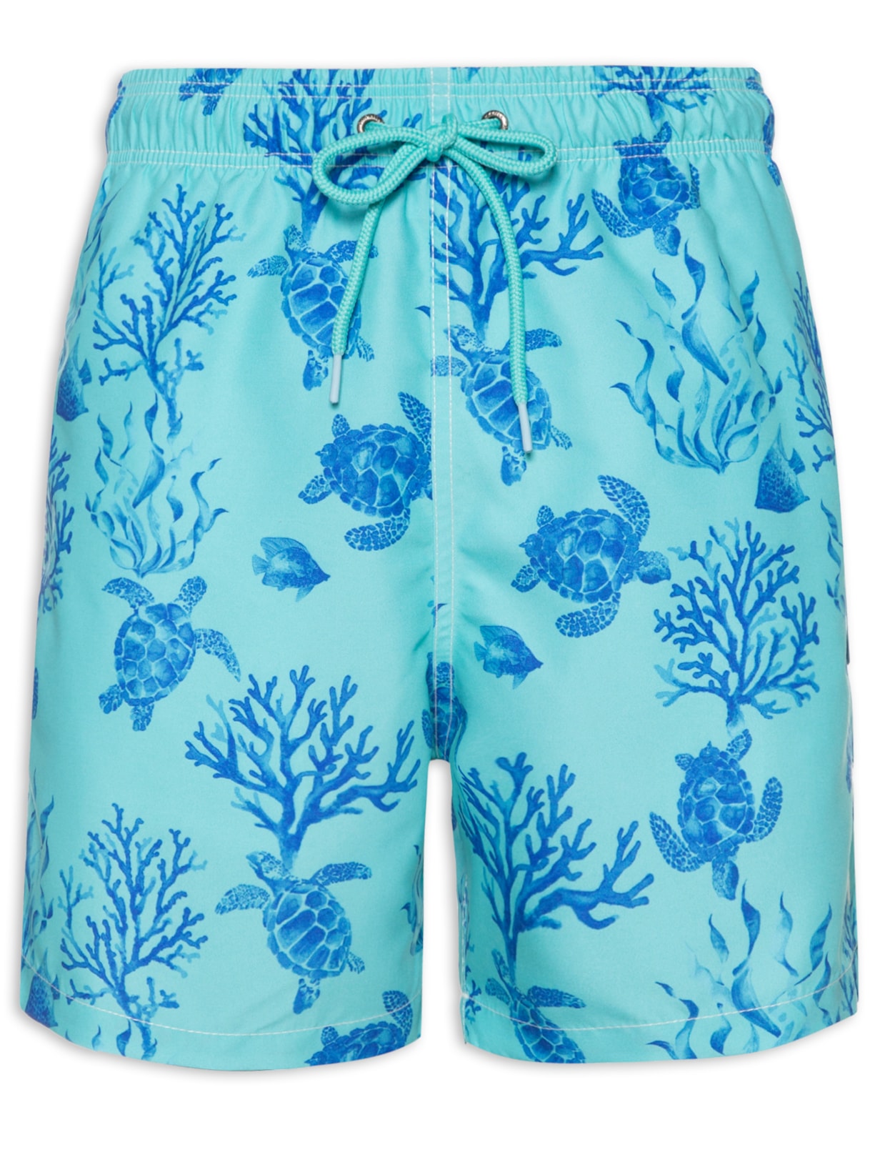 Short Masculino Praia Estampado Fundo Do Mar - Verde