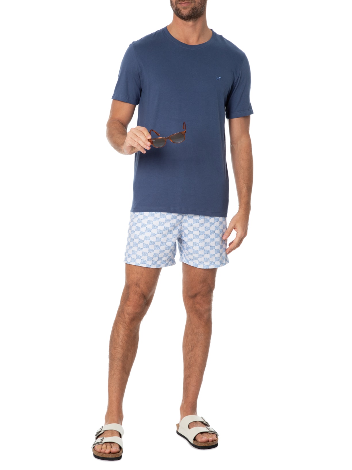 Short Masculino Praia Estampado Geometric Azul Pineapple