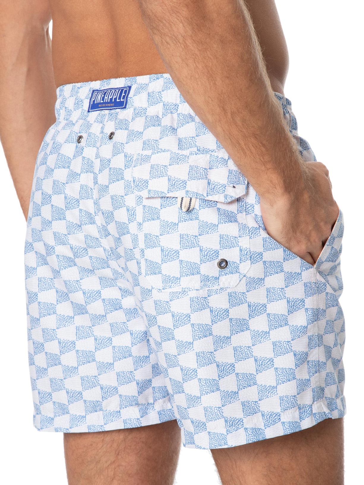 Short Masculino Praia Estampado Geometric Azul Pineapple