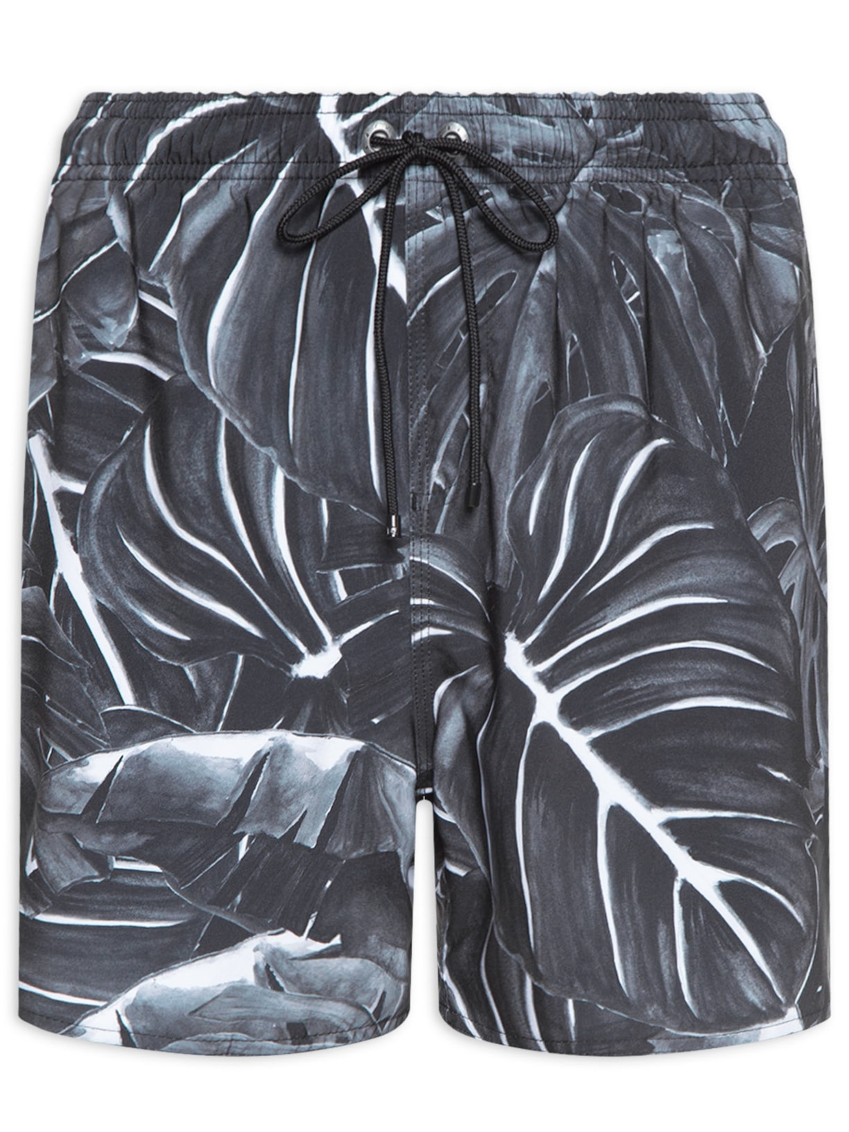 Short Masculino Praia Estampado Green Forest P&b - Preto