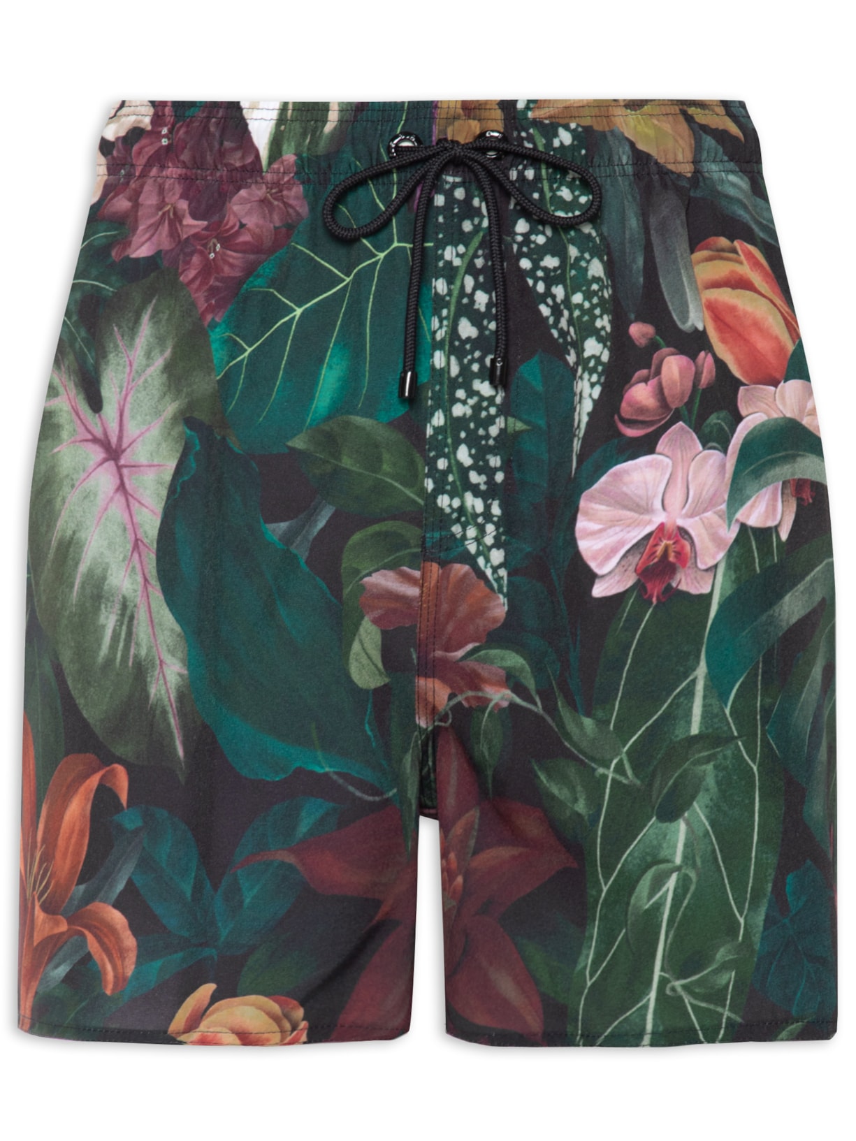 Short Masculino Praia Estampado Jardim Botânico - Preto