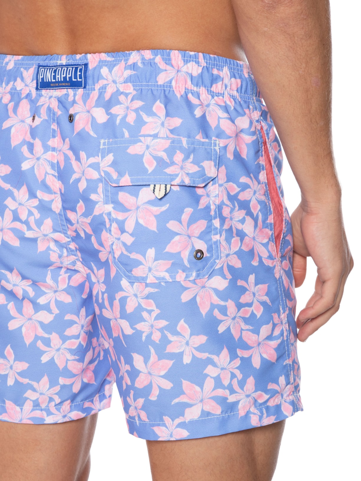Short Masculino Praia Estampado Lirios Rosa Pineapple