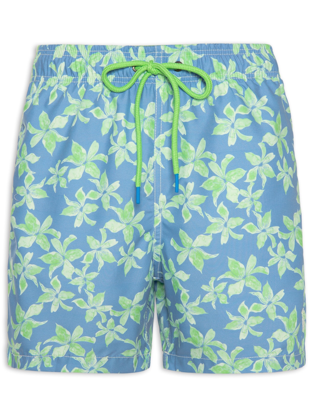 Short Masculino Praia Estampado Lirios - Verde
