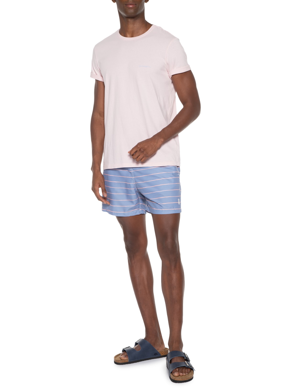Short Masculino Praia Estampado Listra Fina Azul Pineapple