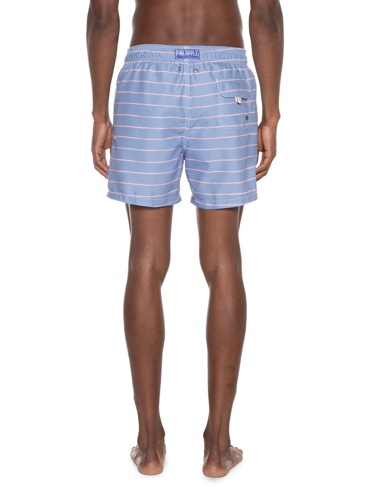 Short Masculino Praia Estampado Listra Fina Azul Pineapple
