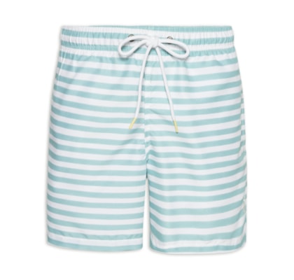 Short Masculino Praia Estampado Listrado - Verde