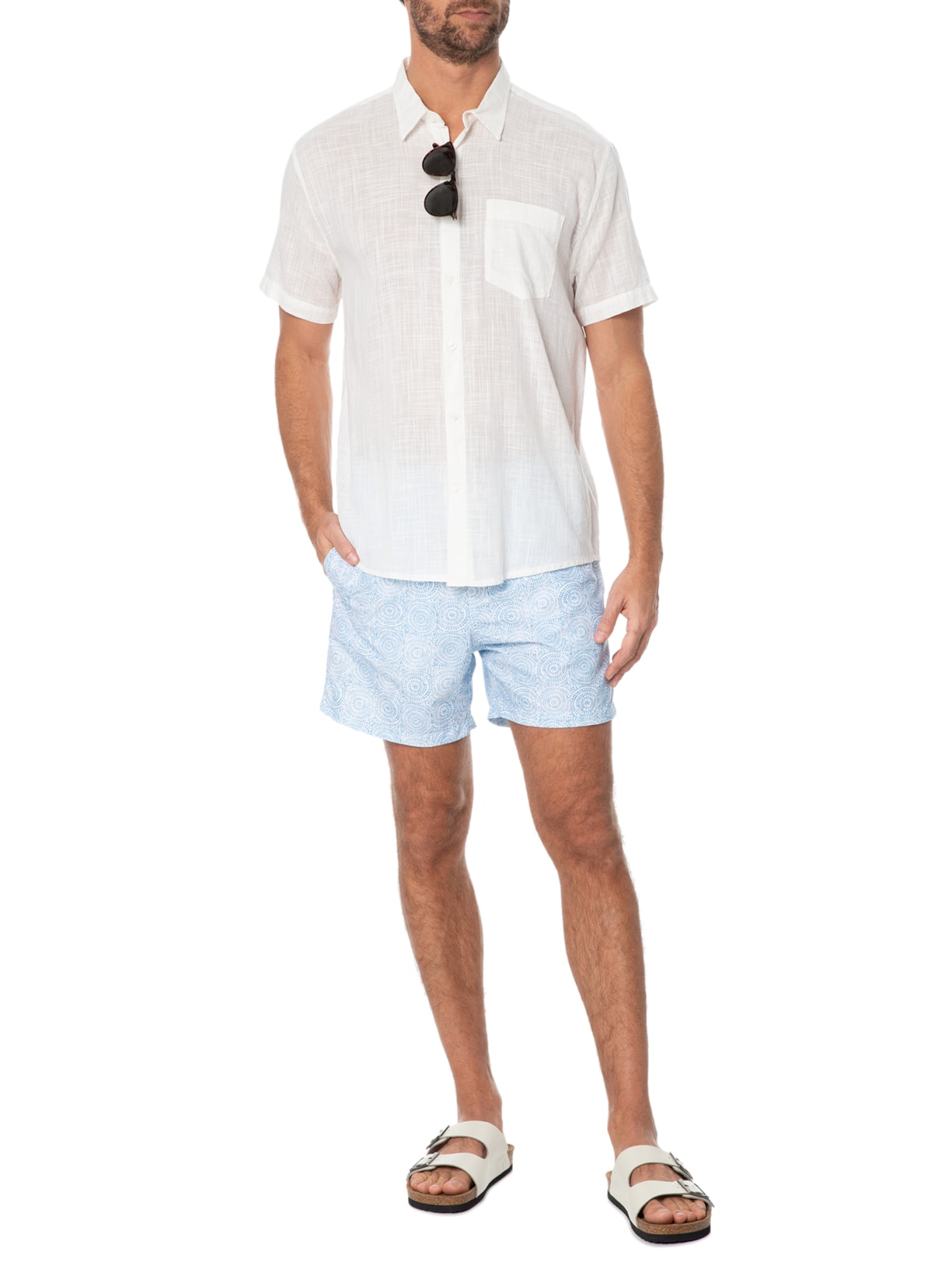 Short Masculino Praia Estampado Mandala Azul Pineapple