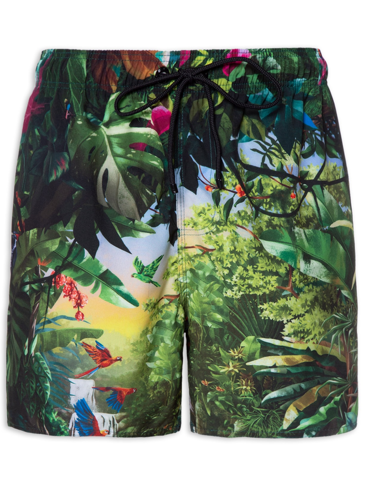 Short Masculino Praia Estampado Paraiso Tropical - Verde