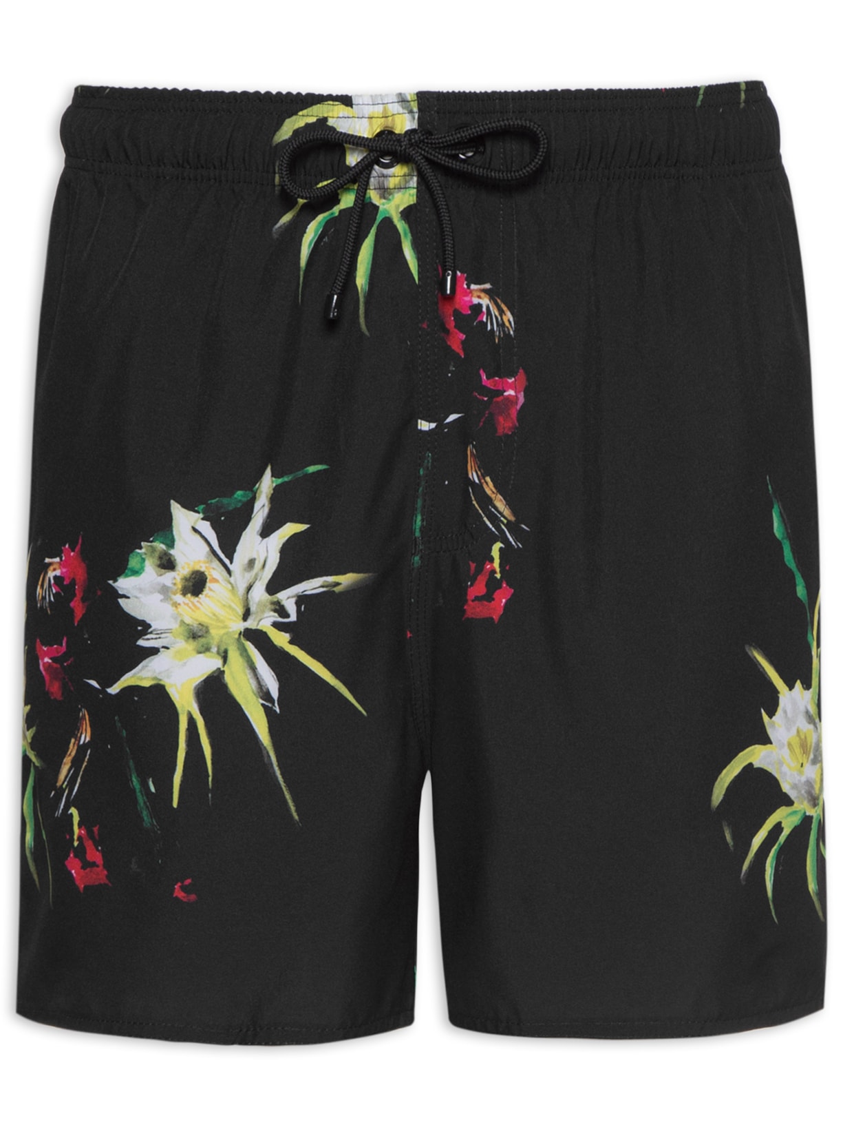 Short Masculino Praia Estampado Pitaya Flower - Preto