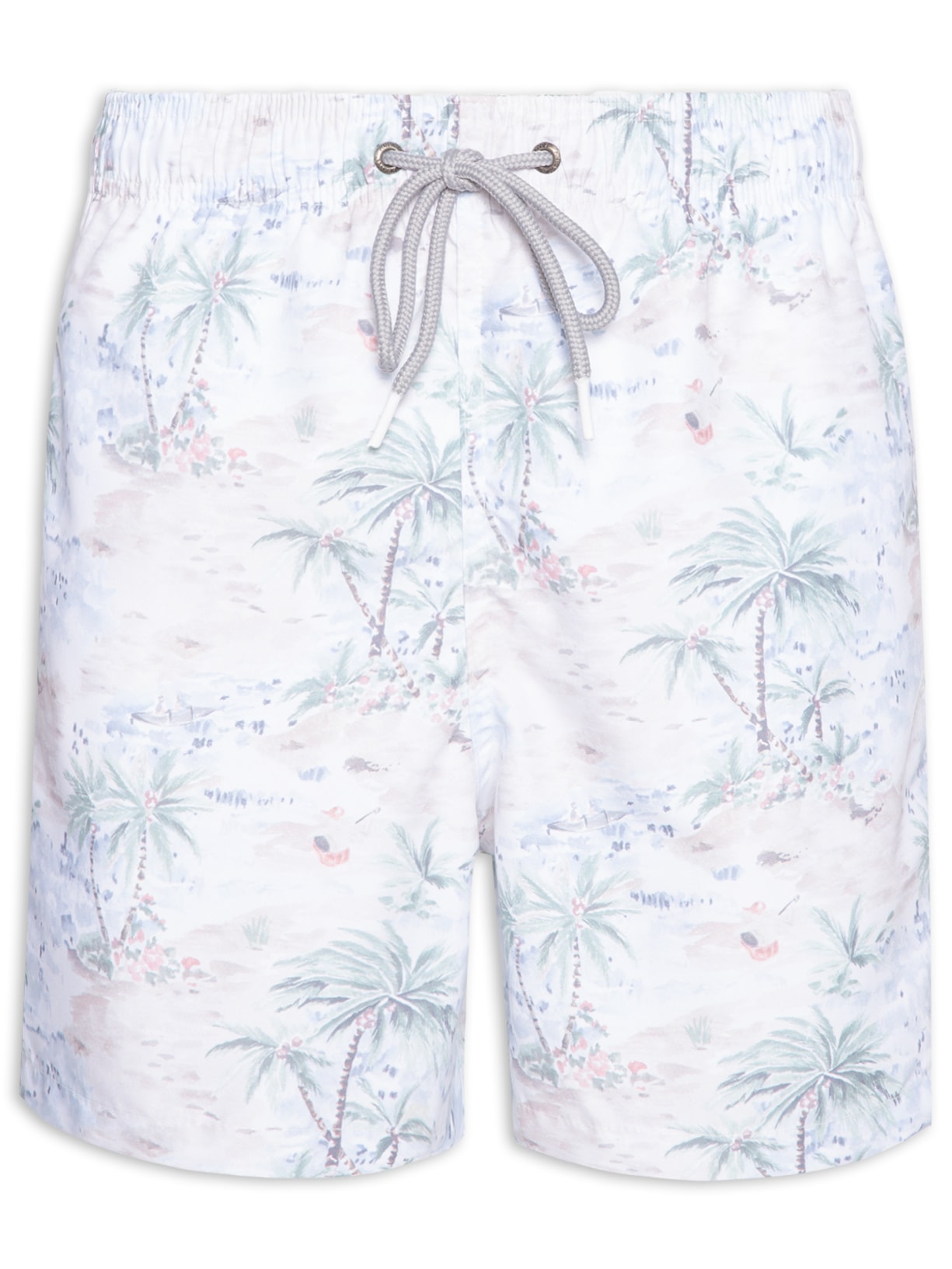 Short Masculino Praia Estampado Polinésia - Off White