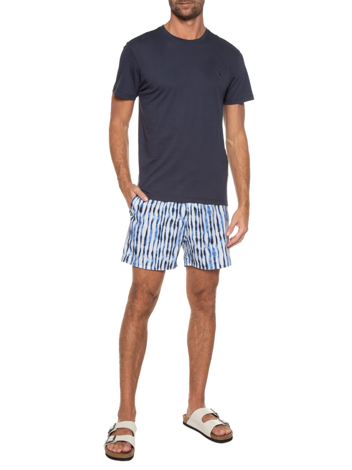 Short Masculino Praia Estampado Shibori Azul Reserva