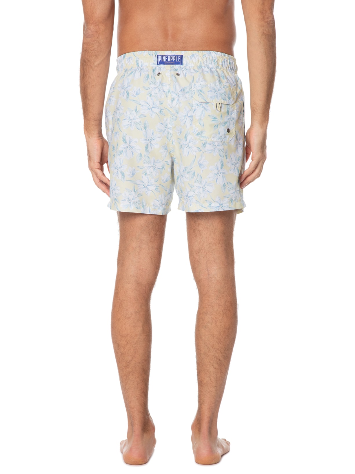 Short Masculino Praia Estampado Spring Flower Amarelo Pineapple