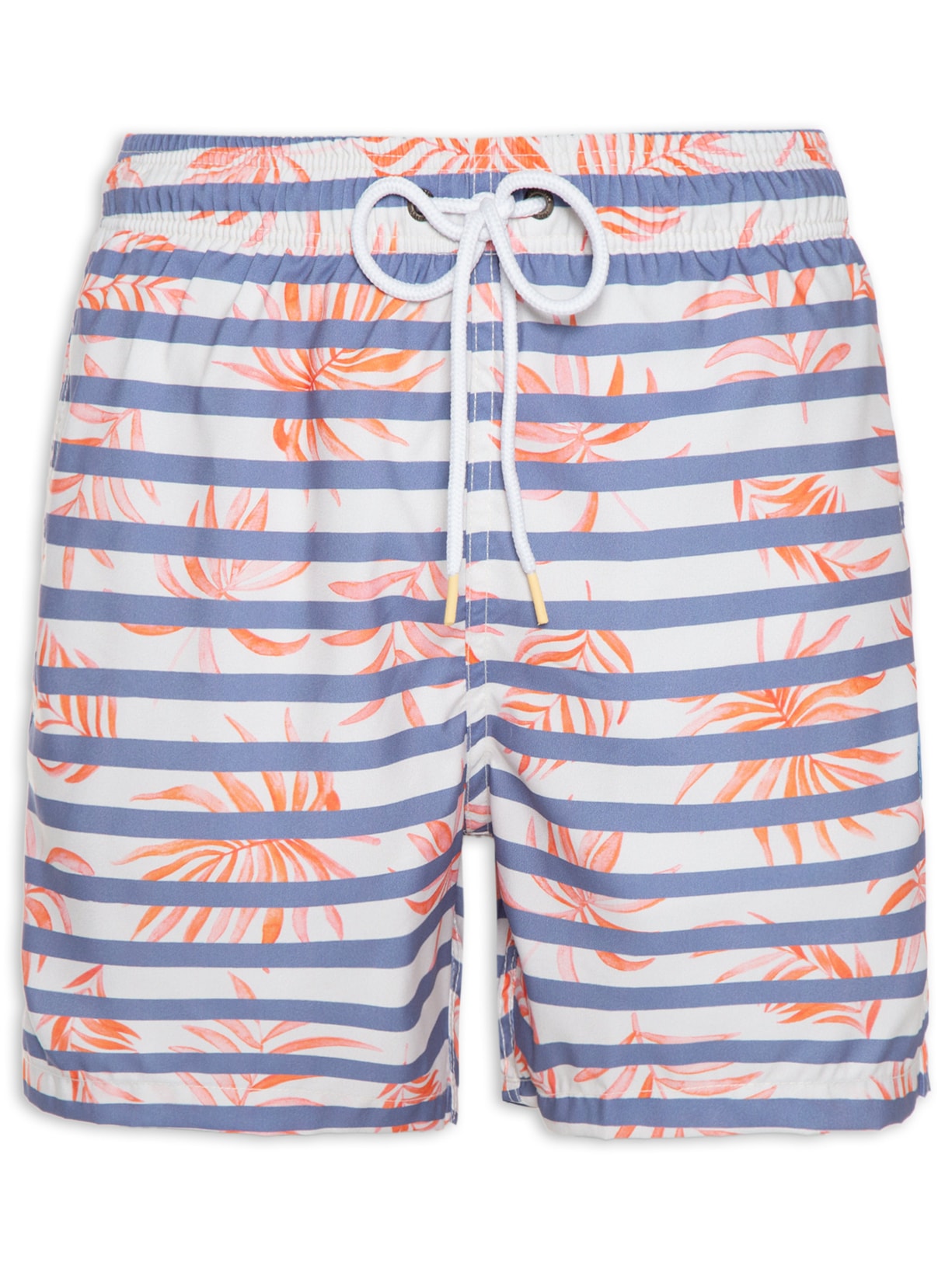Short Masculino Praia Estampado Striped Leafs - Azul