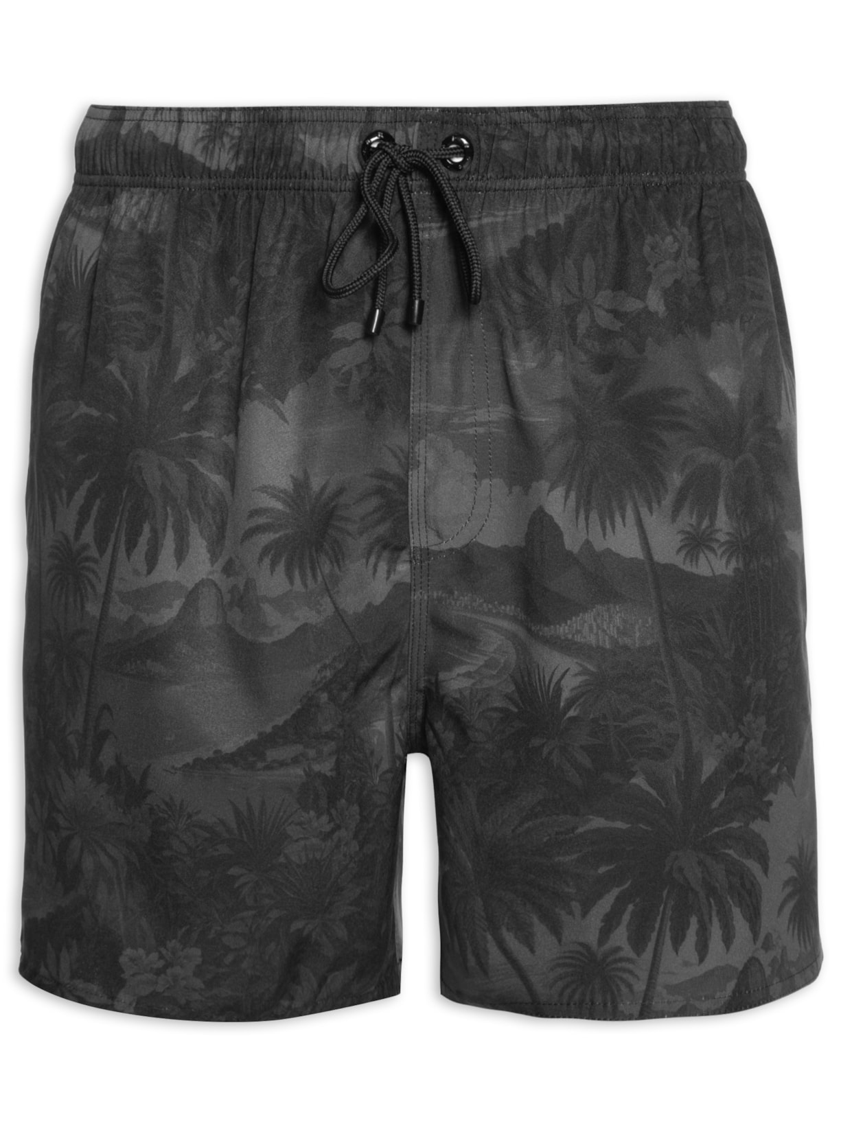 Short Masculino Praia Estampado Vintage Rio - Preto