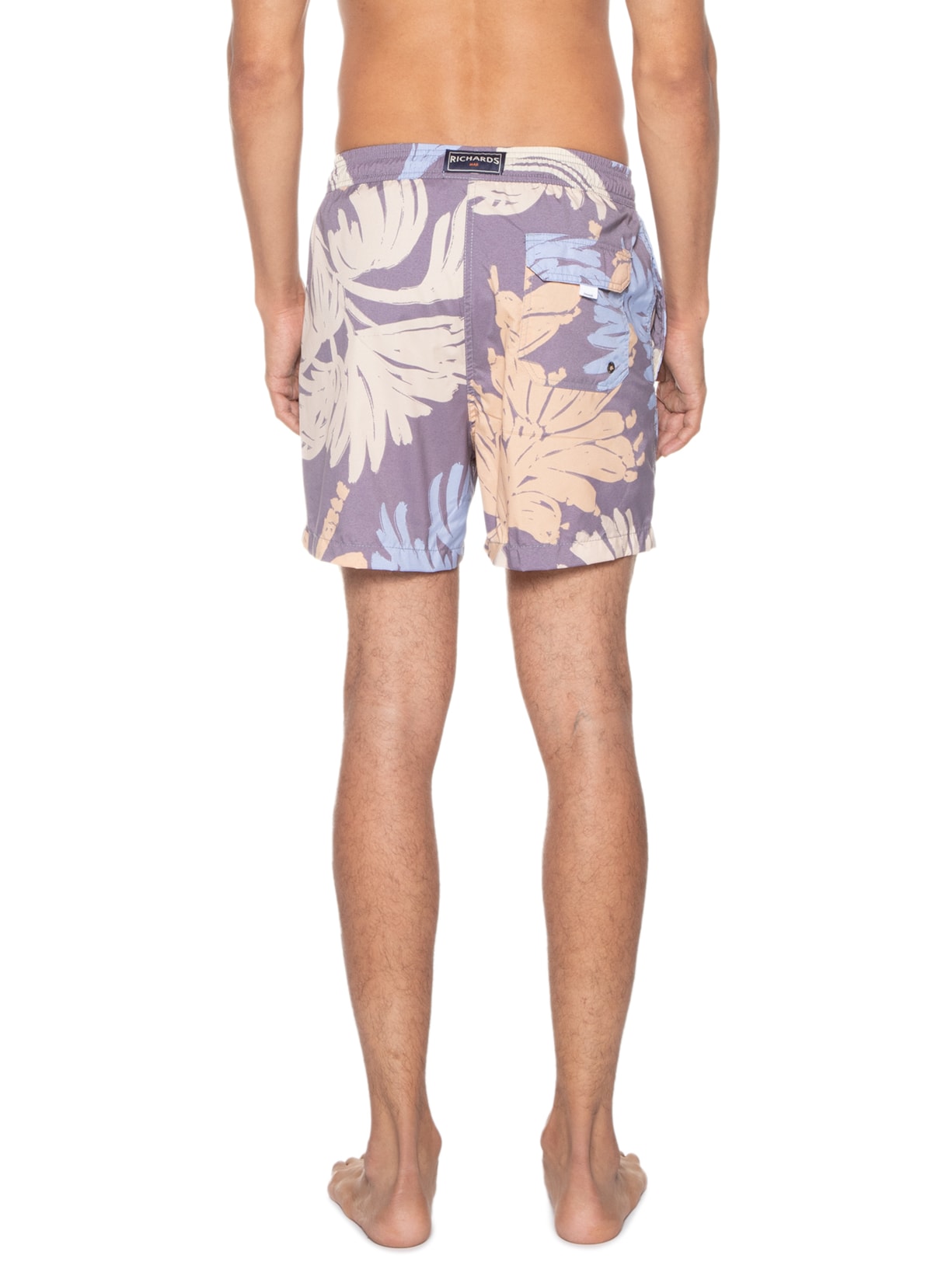 Short Masculino Praia Folhas Tigre Roxo Richards