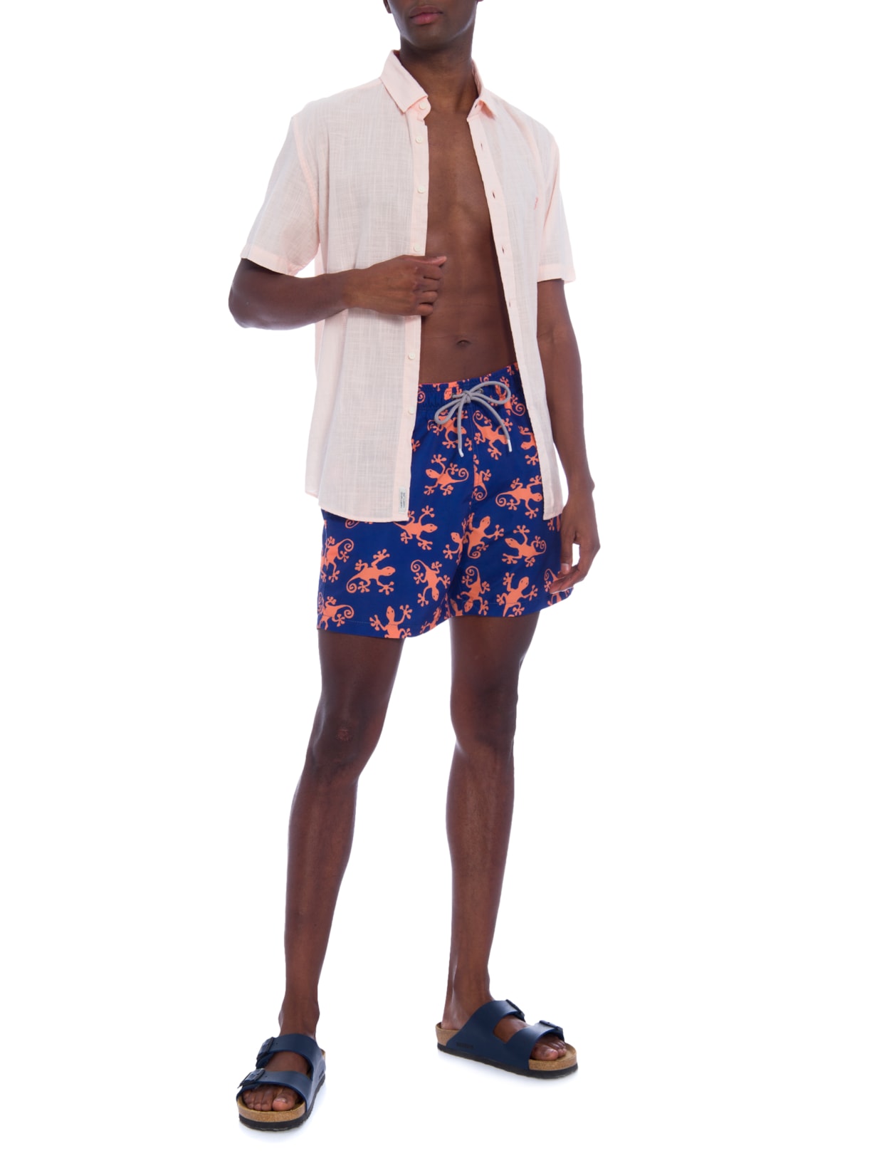 Short Masculino Praia Geko Azul Pineapple