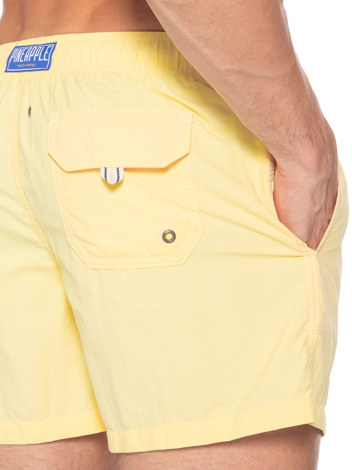 Short Masculino Praia Liso Amarelo Pineapple