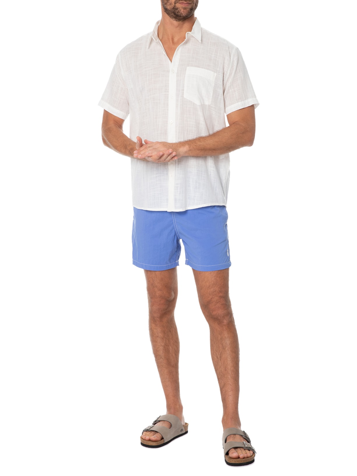 Short Masculino Praia Liso Azul Pineapple