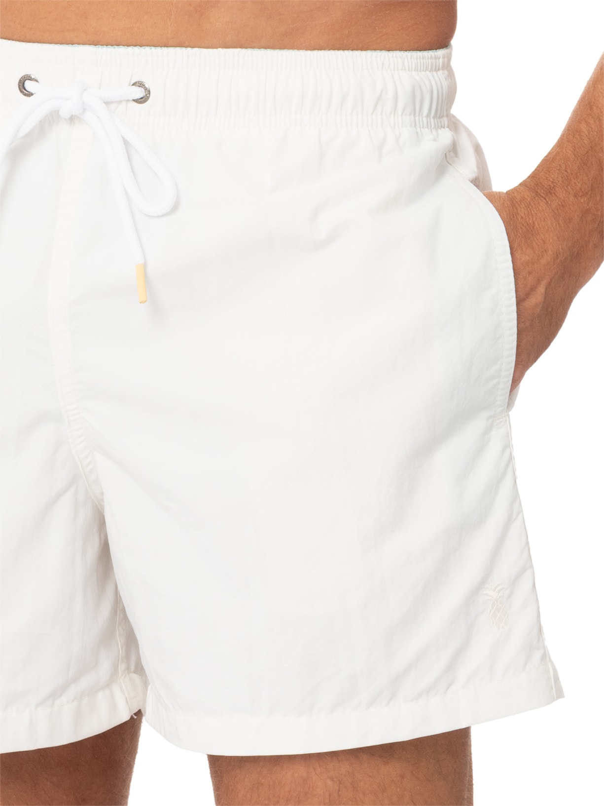 Short Masculino Praia Liso Branco Pineapple