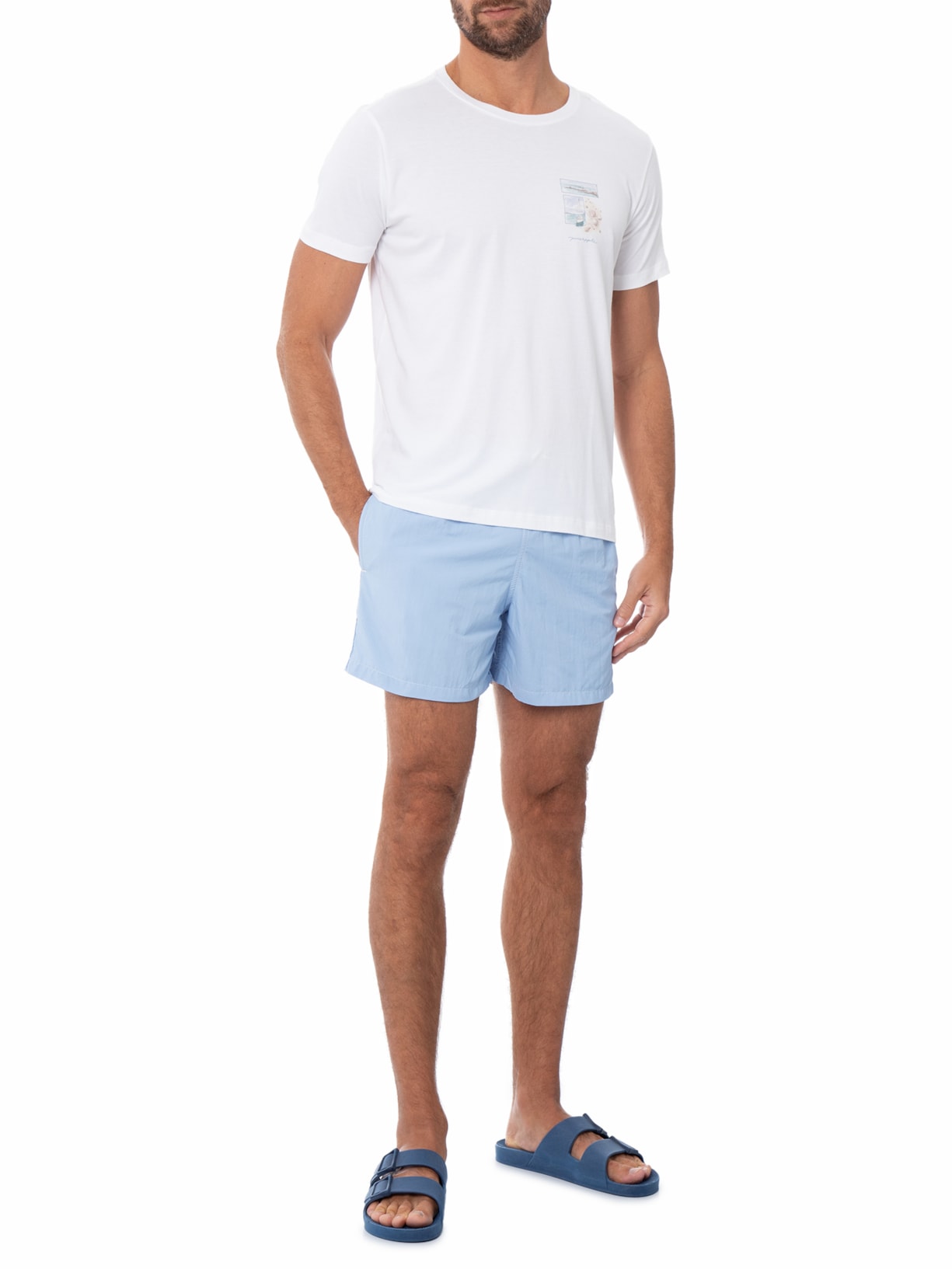 Short Masculino Praia Liso– Azul Pineapple
