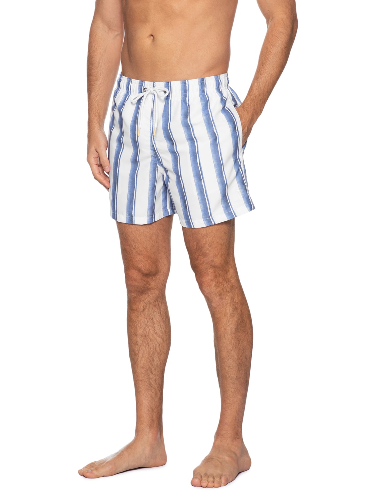 Short Masculino Praia Listra Aquarela Branco Pineapple
