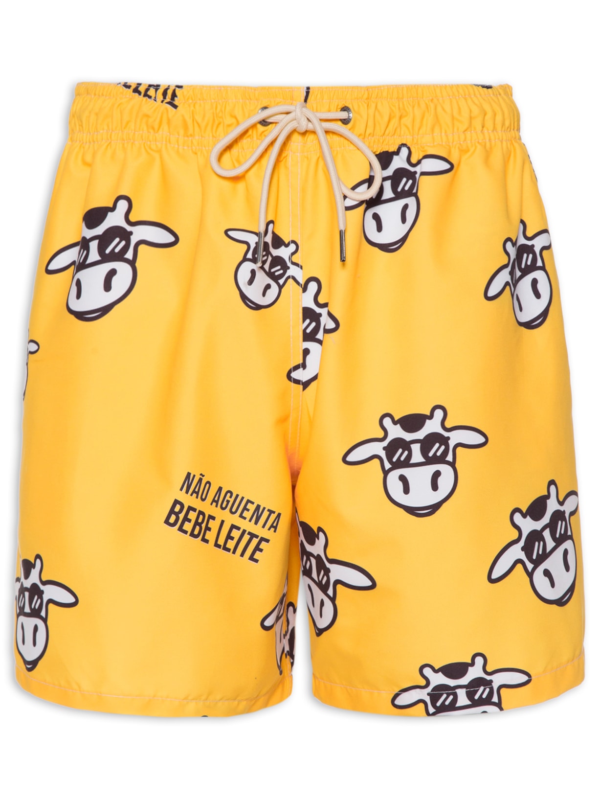 Short Masculino Praia Não Aguenta Bebe Leite - Amarelo