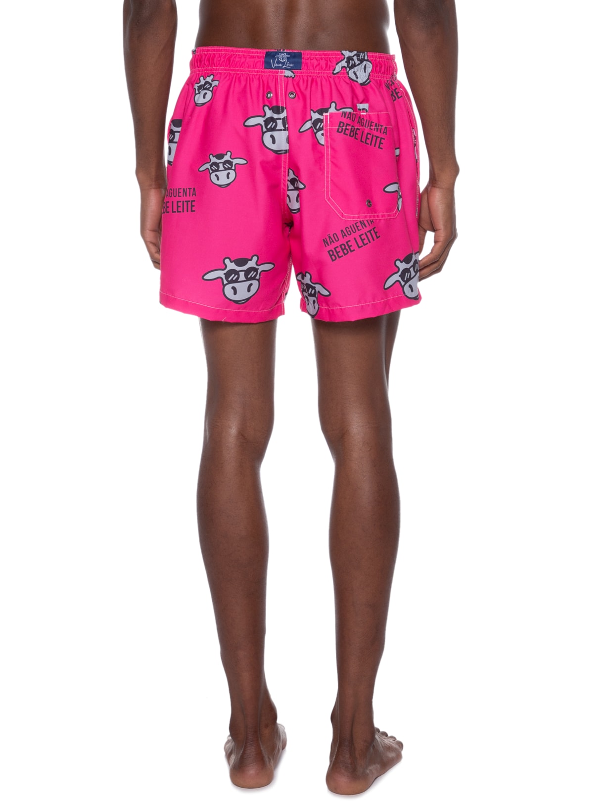 Short Masculino Praia Não Aguenta Bebe Leite Rosa Vaca Lôca