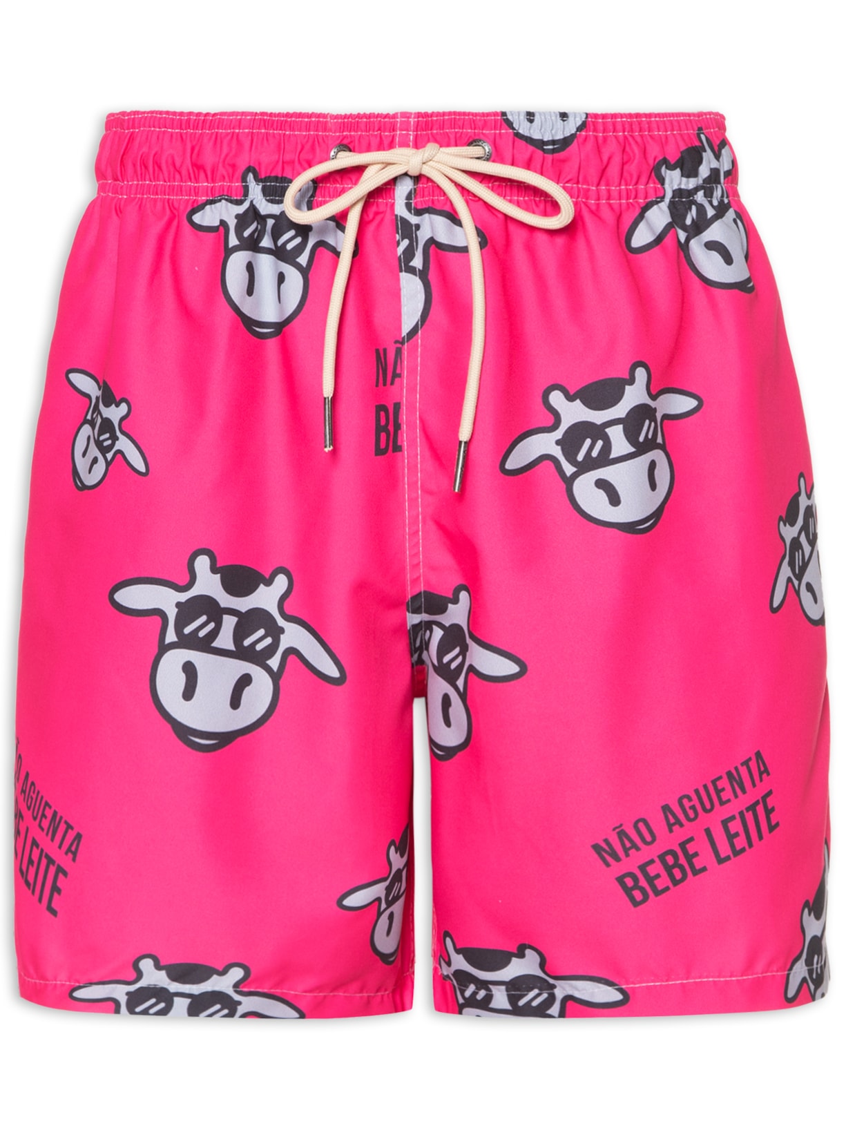 Short Masculino Praia Não Aguenta Bebe Leite Rosa Vaca Lôca