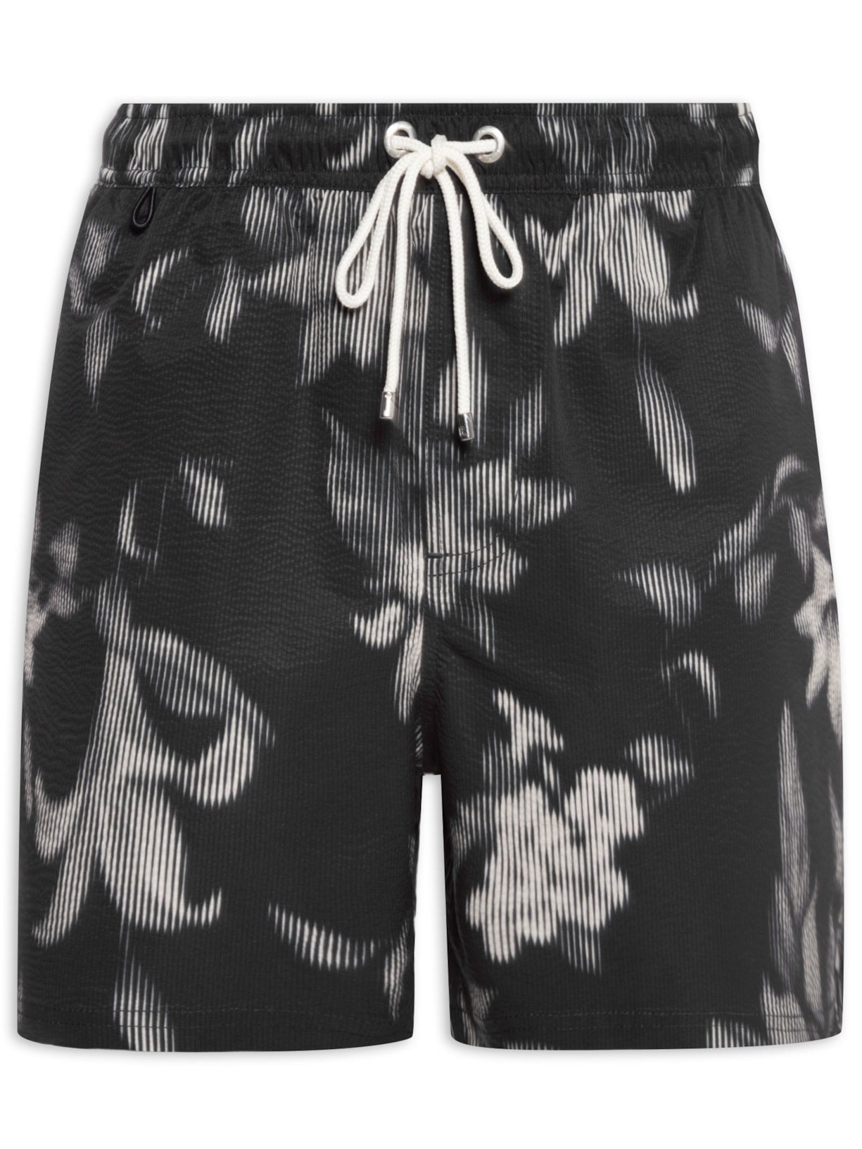 Short Masculino Praia Textura Estampa Blur Flower - Preto