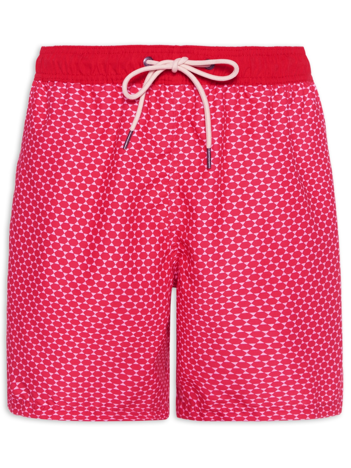 Short Masculino Praia Vermelho Vintage Geométrico - Vermelho