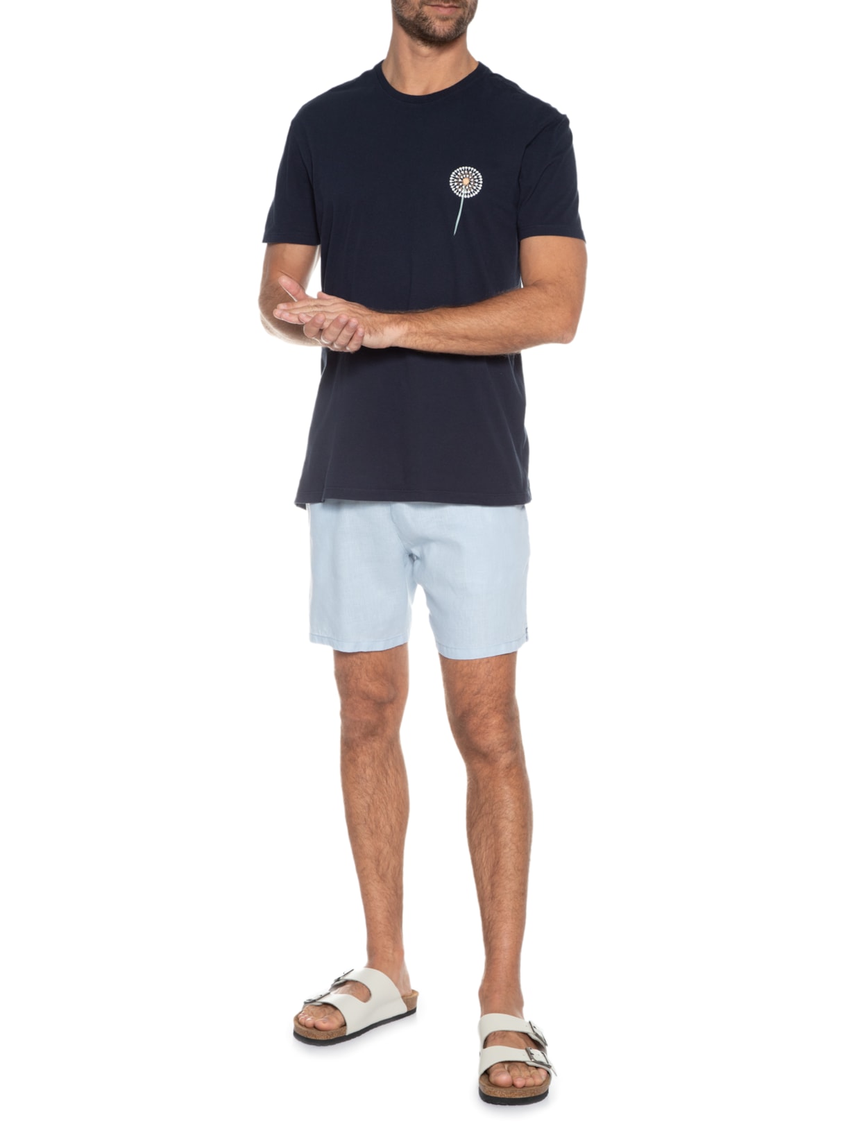 Short Masculino Puro Linho Pier Azul Foxton