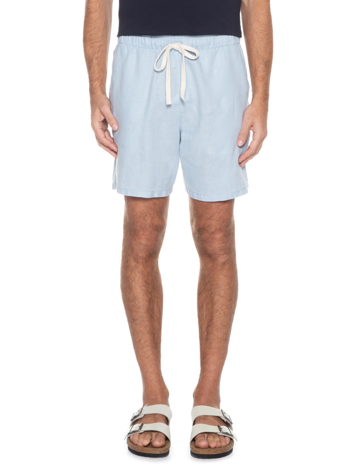 Short Masculino Puro Linho Pier Azul Foxton