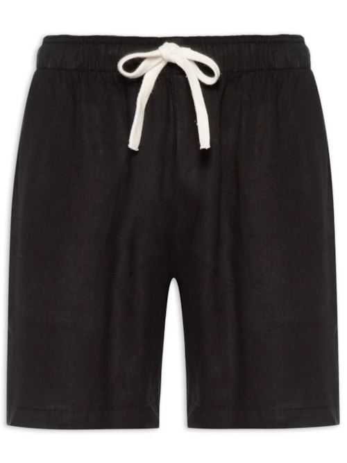 Short Masculino Puro Linho Pier - Preto