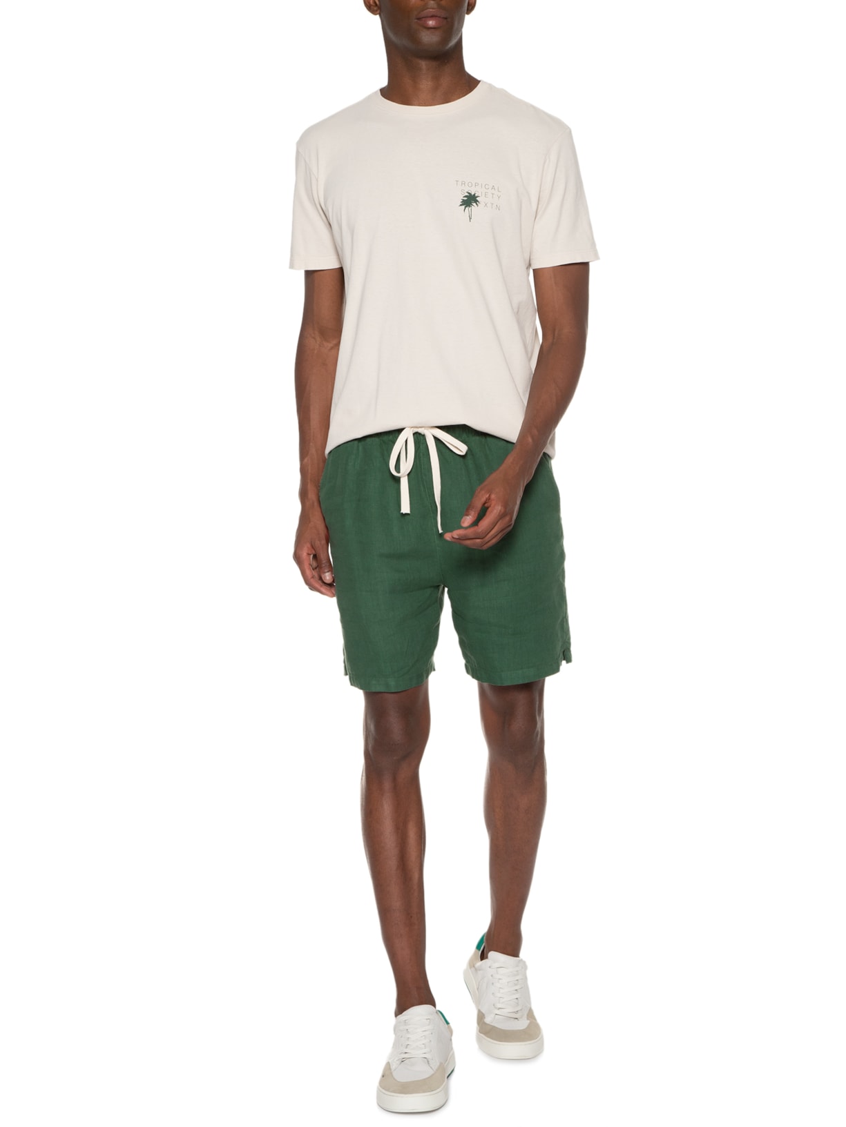 Short Masculino Puro Linho Pier Verde Foxton