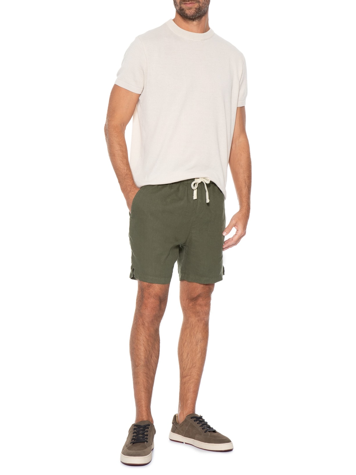 Short Masculino Puro Linho Pier Verde Foxton