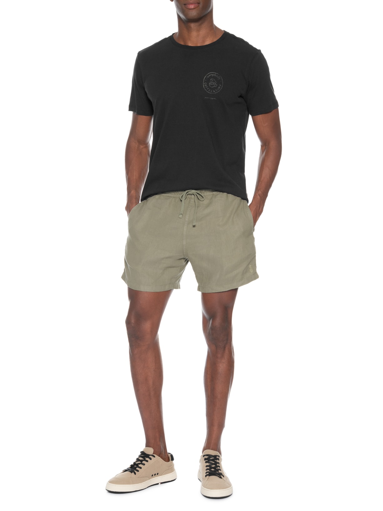 Short Masculino Puro Linho Verde Pineapple