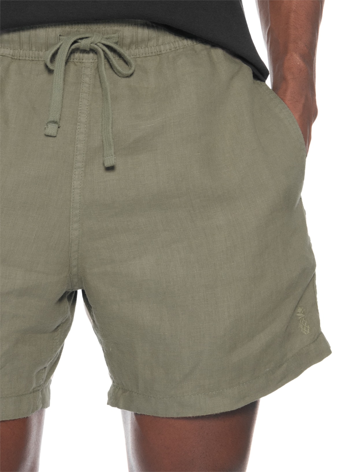 Short Masculino Puro Linho Verde Pineapple