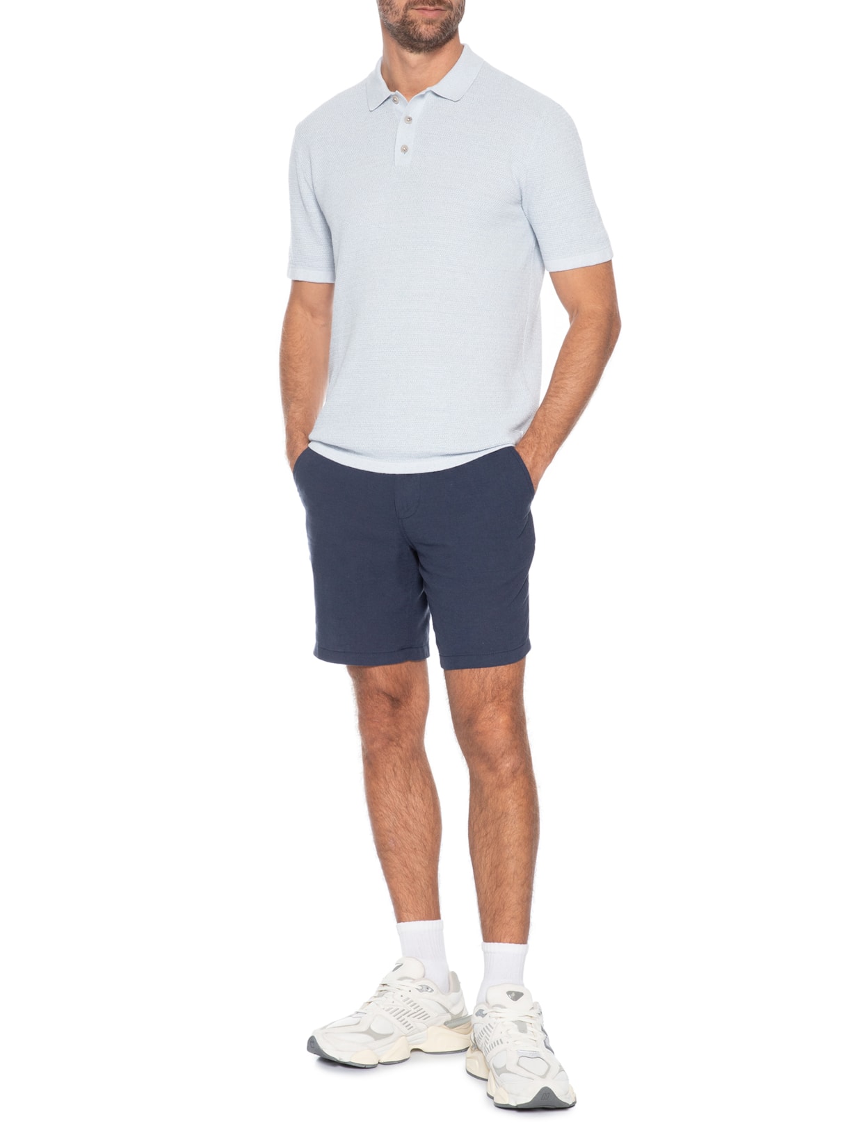 Short Masculino Regular Fit Blend De Linho Azul Jack & Jones