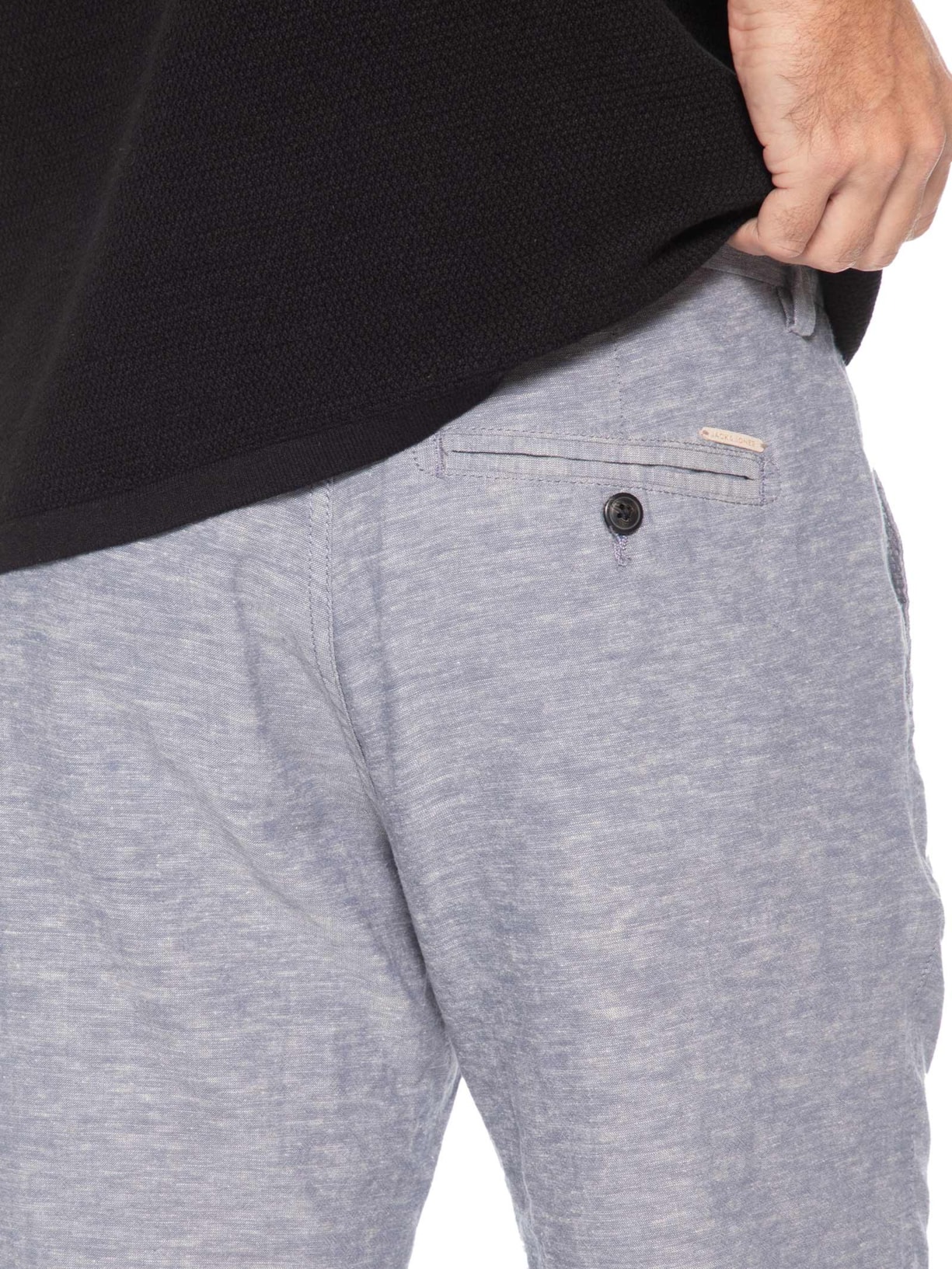 Short Masculino Regular Fit Blend De Linho Cinza Jack & Jones