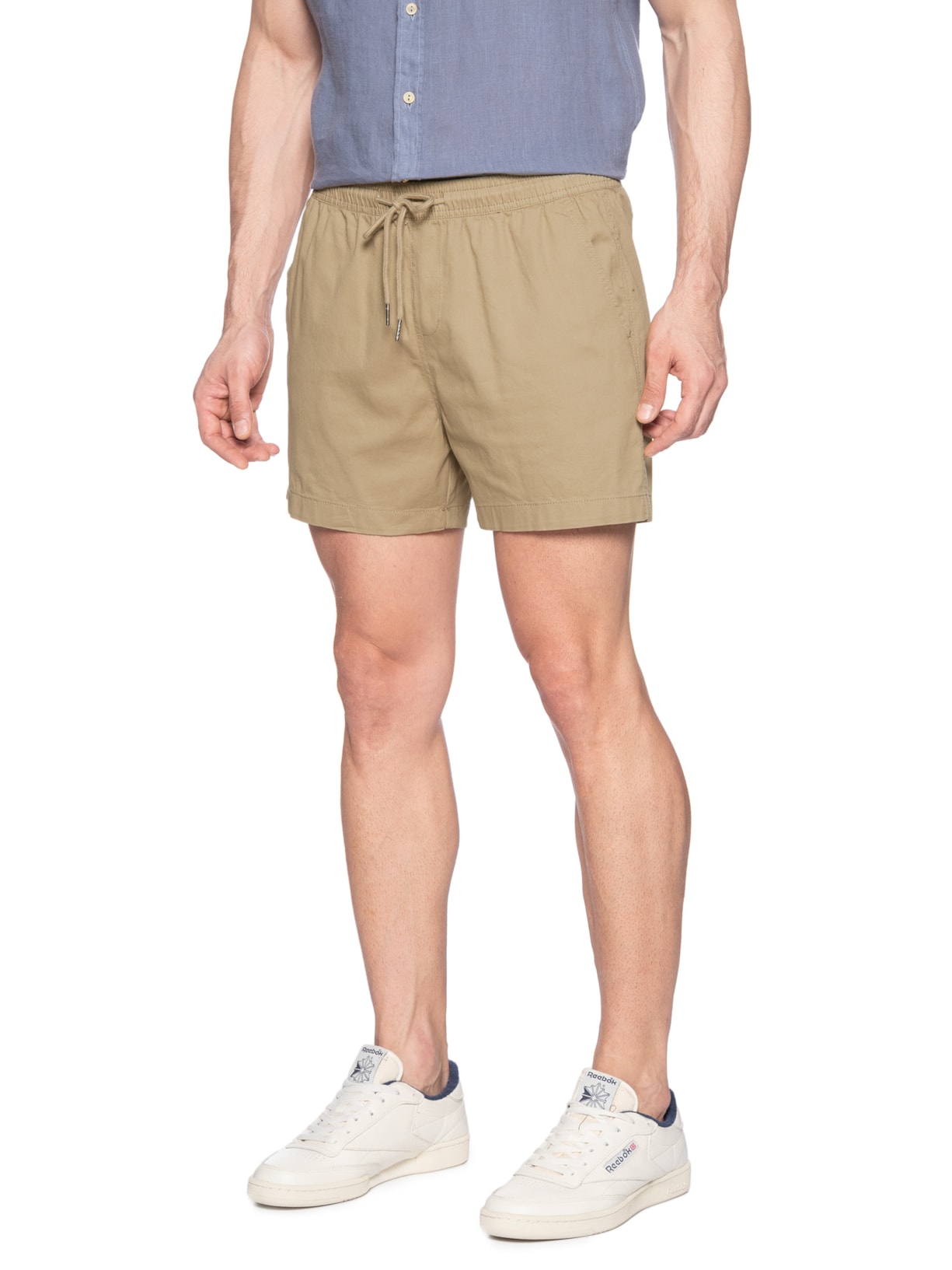 Short Masculino Sarja Color Bege Basiq Men
