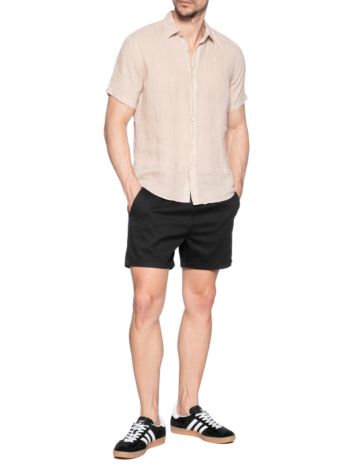 Short Masculino Sarja Color Preto Basiq Men