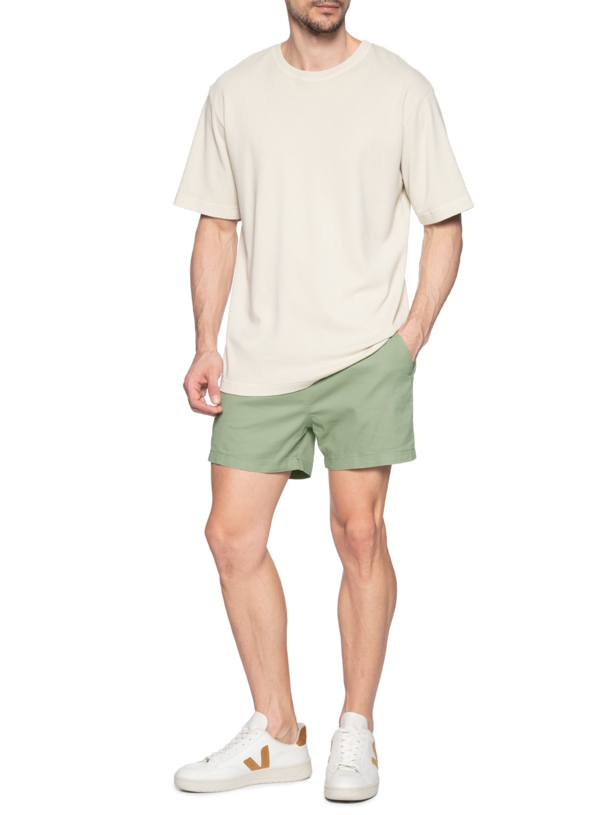 Short Masculino Sarja Color Verde Basiq Men