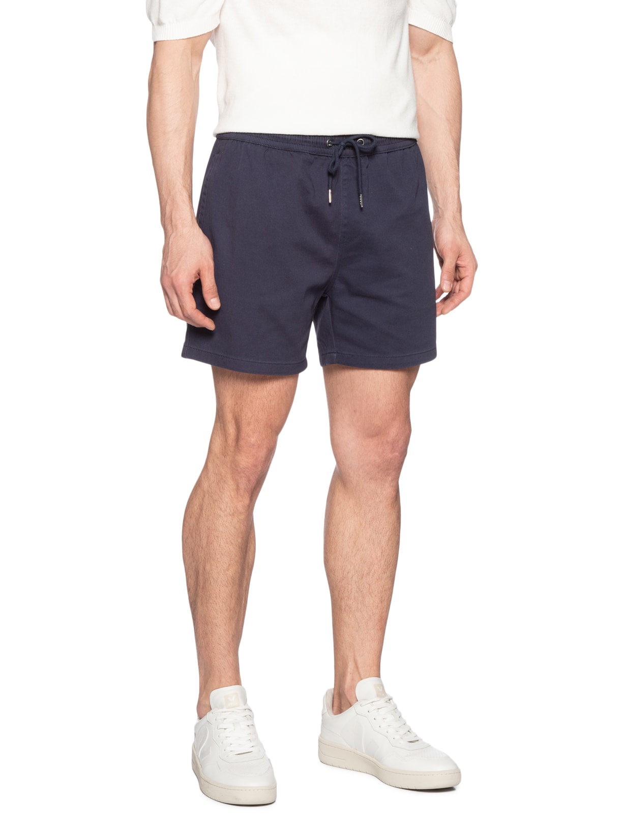 Short Masculino Sarja Com Elástico Azul Basiq Men