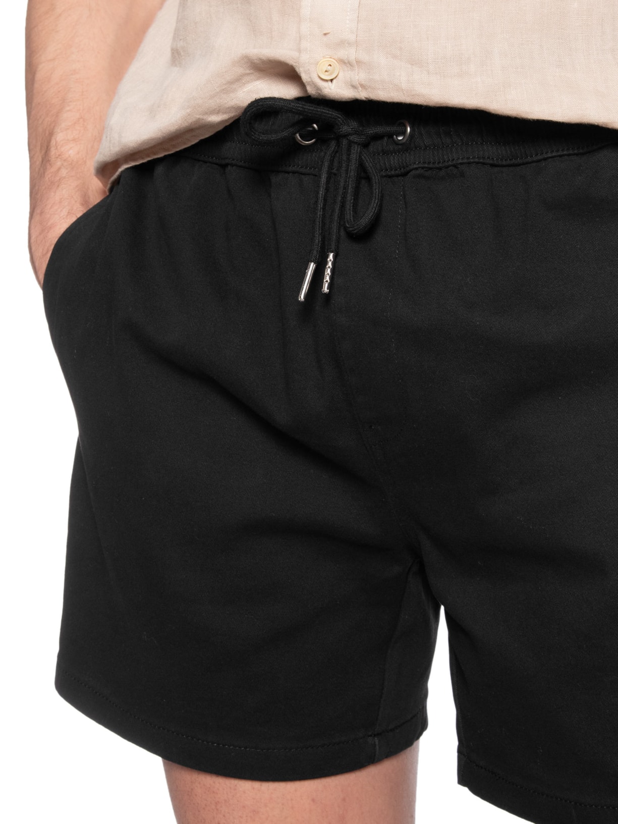 Short Masculino Sarja Com Elástico Preto Basiq Men