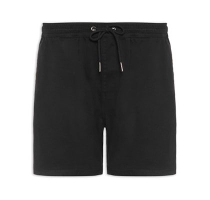 Short Masculino Sarja Com Elástico - Preto