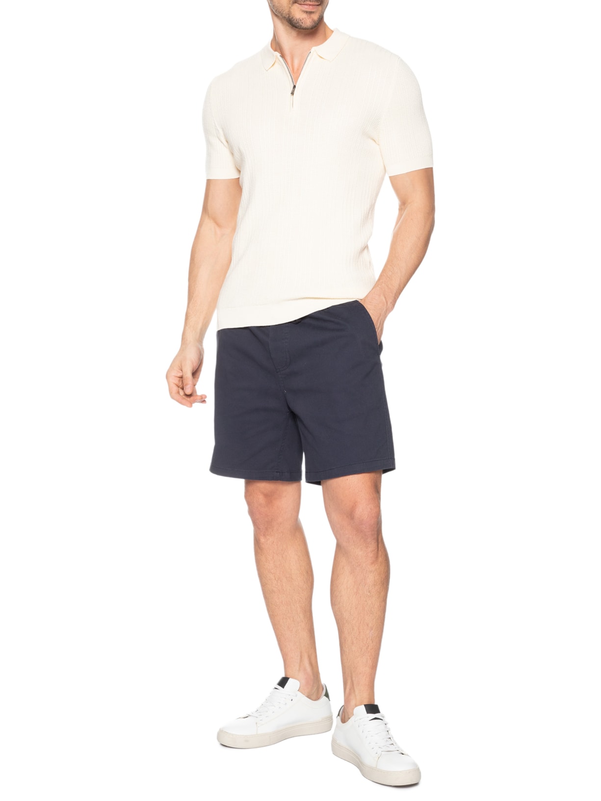 Short Masculino Sarja Cós Elástico Azul '2 Essential