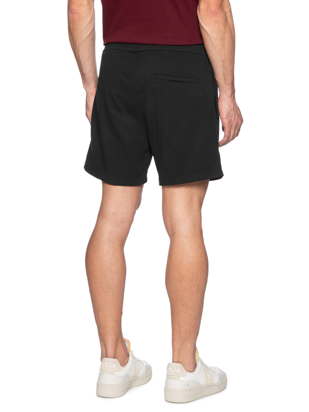 Short Masculino Sarja Elástico no Cós Preto Basiq Men