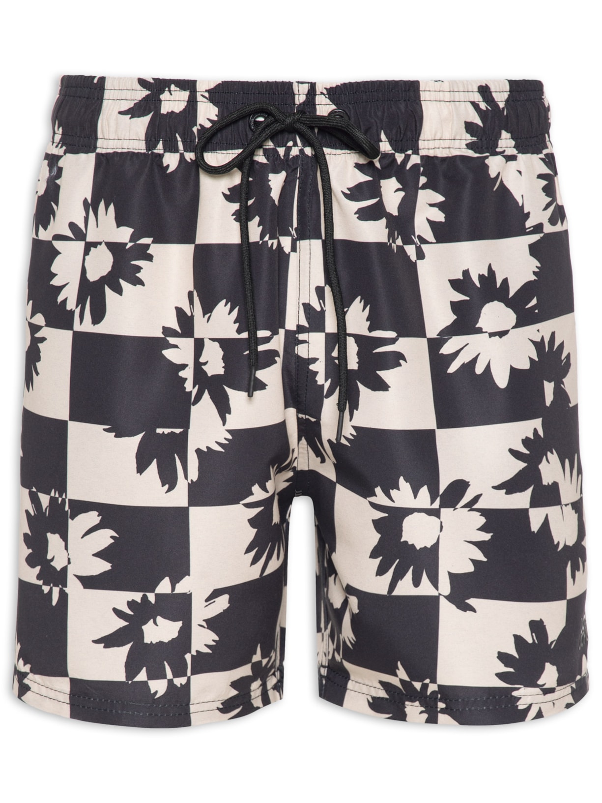 Short Masculino Square Flowers - Preto