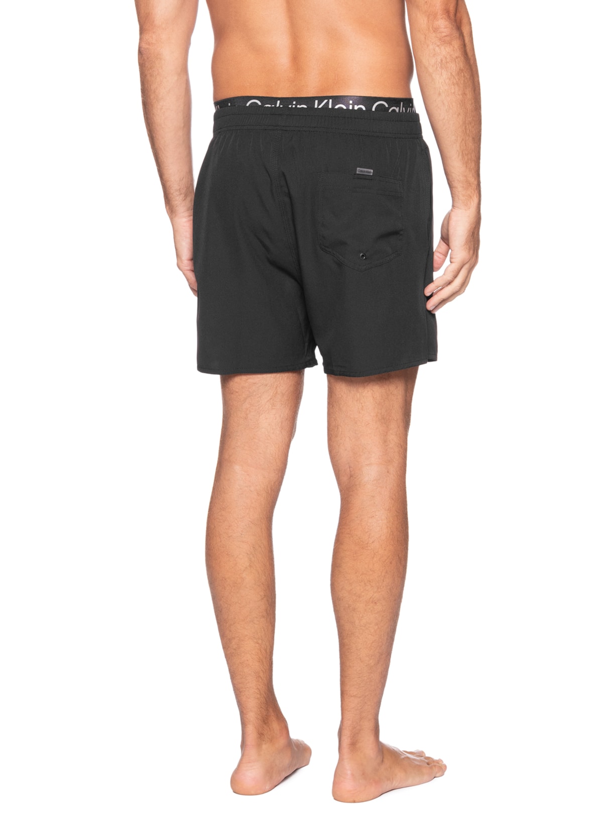 Short Masculino Swim Cós Com Elástico Preto Calvin Klein Jeans